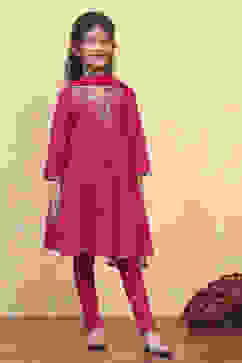 Pink Viscose Solid Kalidar Suit Set image number 5