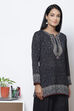 Black Straight Art Silk Short Printed Kurti image number 0