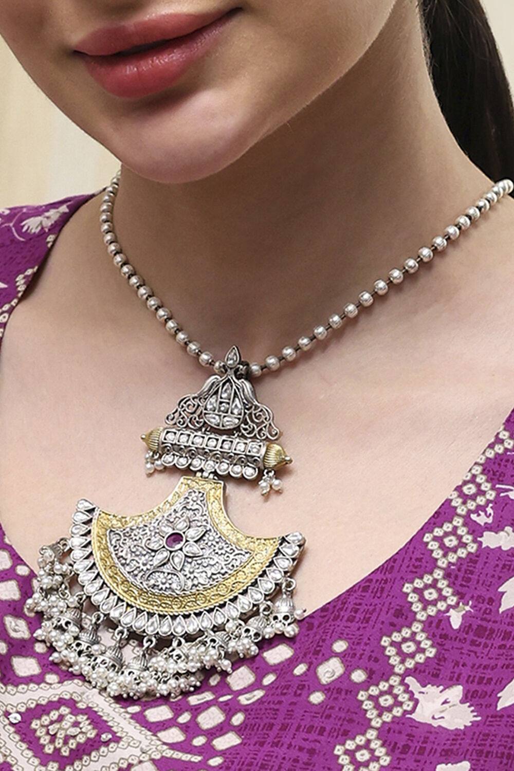 Oxidised-Gold Brass Necklace image number 1