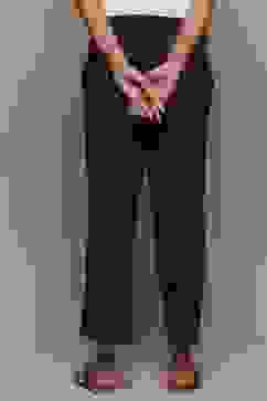 Navy Cotton Narrow Pants image number 4