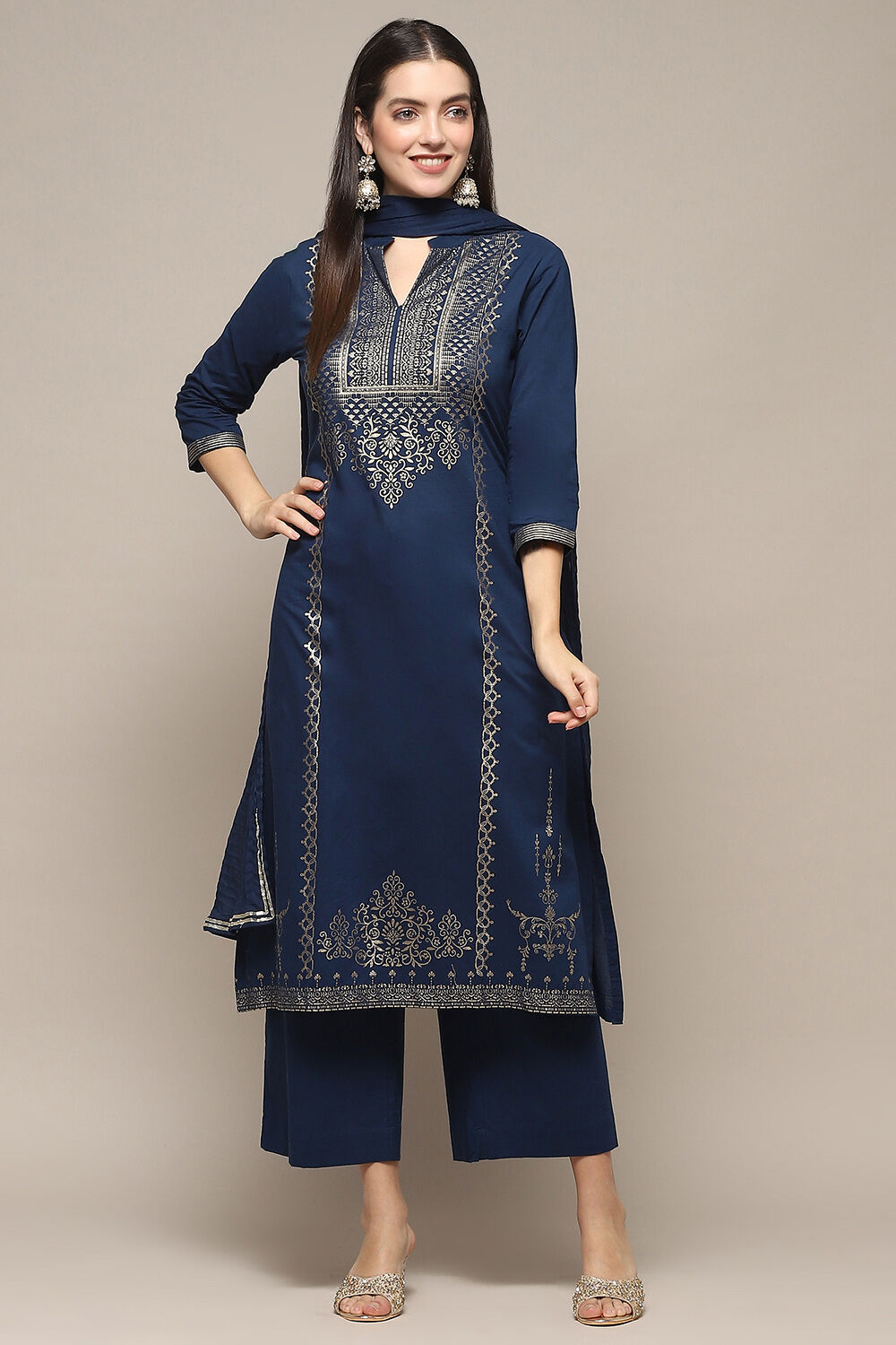 Deep Red Cambric Relaxed Kurta Palazzo Suit Set image number 7