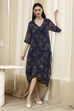 Blue Georgette Printed Asymmetric Dress image number 0