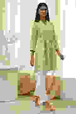 Lime Green Printed Straight Short Kurta image number 4