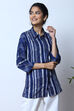 Indigo Cotton Shirt Printed Kurti image number 3