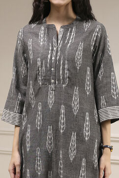 Grey Cotton Straight Yarndyed Kurta image number 1