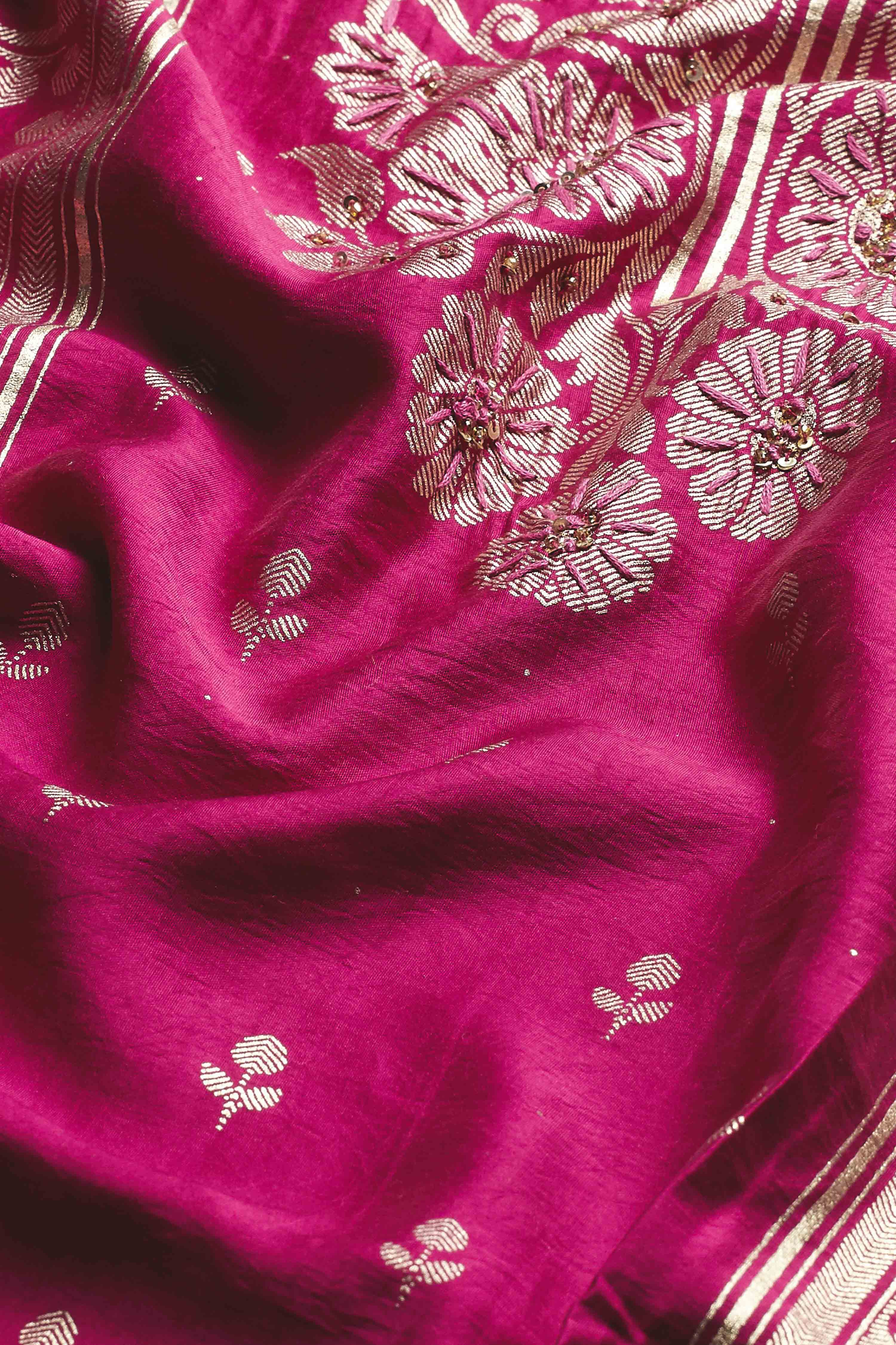 Magenta Viscose Blend Straight Suit Set image number 3
