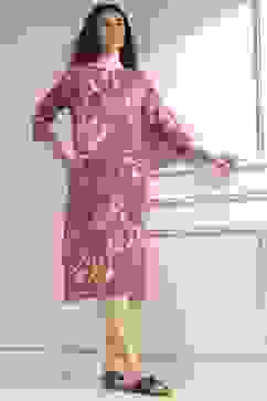 Onion Pink Cotton Printed Straight Kurta image number 0