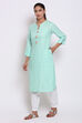 Aqua Rayon Straight Kurta image number 4