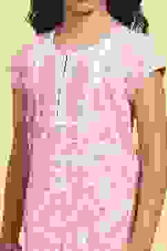 Peach Cotton Straight Printed Kurta Pants Set image number 1