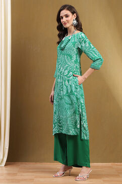 Sea Green Printed Straight Kurta Set image number 3