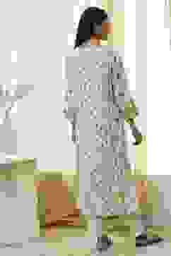 Cream-Colored Printed Straight Kurta image number 3