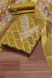 Olive Organza Unstitched Suit Set image number 0