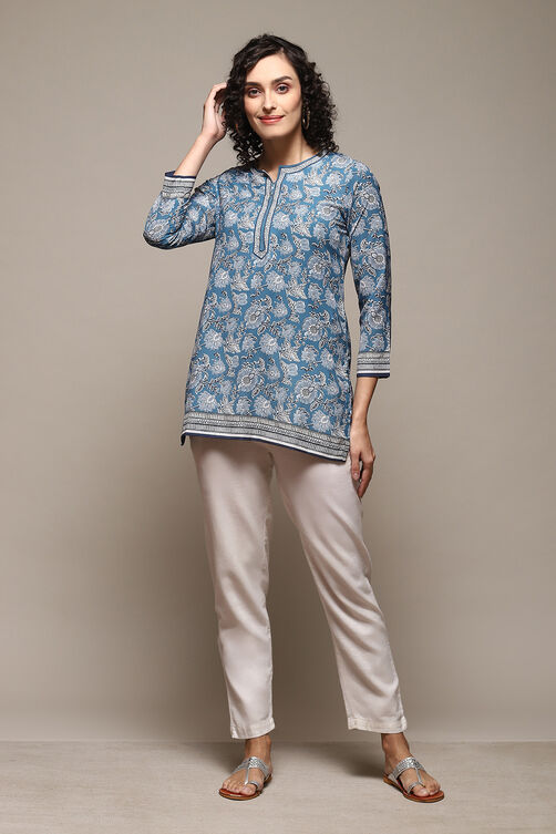 Rose Pink Polyester Straight Printed Kurti image number 0