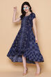 Indigo Rayon Kurta A-line Printed Kurta Dress image number 0