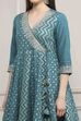Teal Green Poly Cotton Anarkali Suit Set image number 1