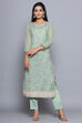 Pista Green Fancy NetÂ  Easy Stitch Suit Set image number 4