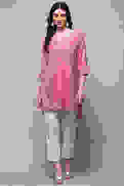 Pink Rayon Straight Kurti image number 0