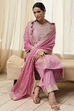 Powder Pink Embroidered Straight Suit Set image number 0