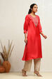 Smoky Blue Straight Regular Fit Festive Kurta image number 4