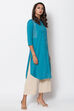 Orange Cotton Flax Front Open Solid Kurta image number 2