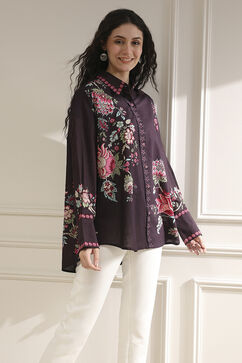 Brown Cotton Floral Printed Shirt image number 4