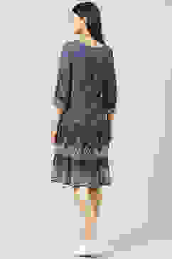 Blue Cotton Flared Fusion Dress image number 4