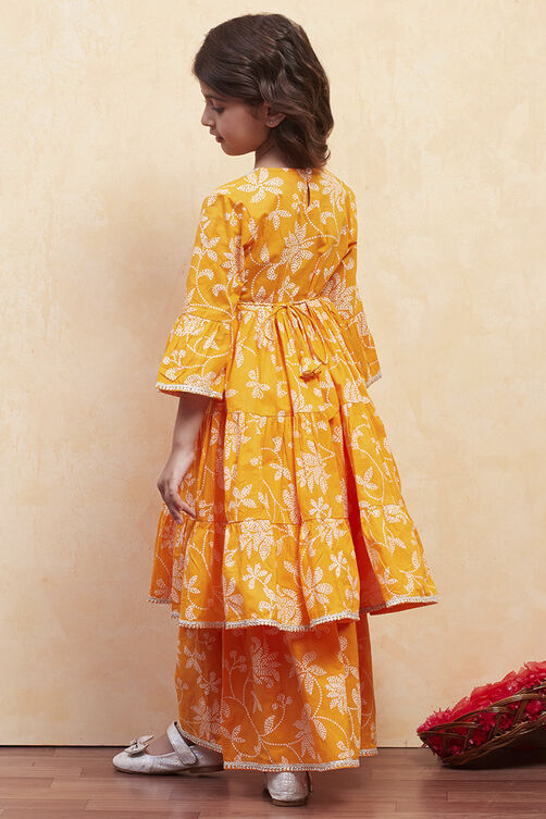 Blue Cotton Tiered Suit Set image number 4