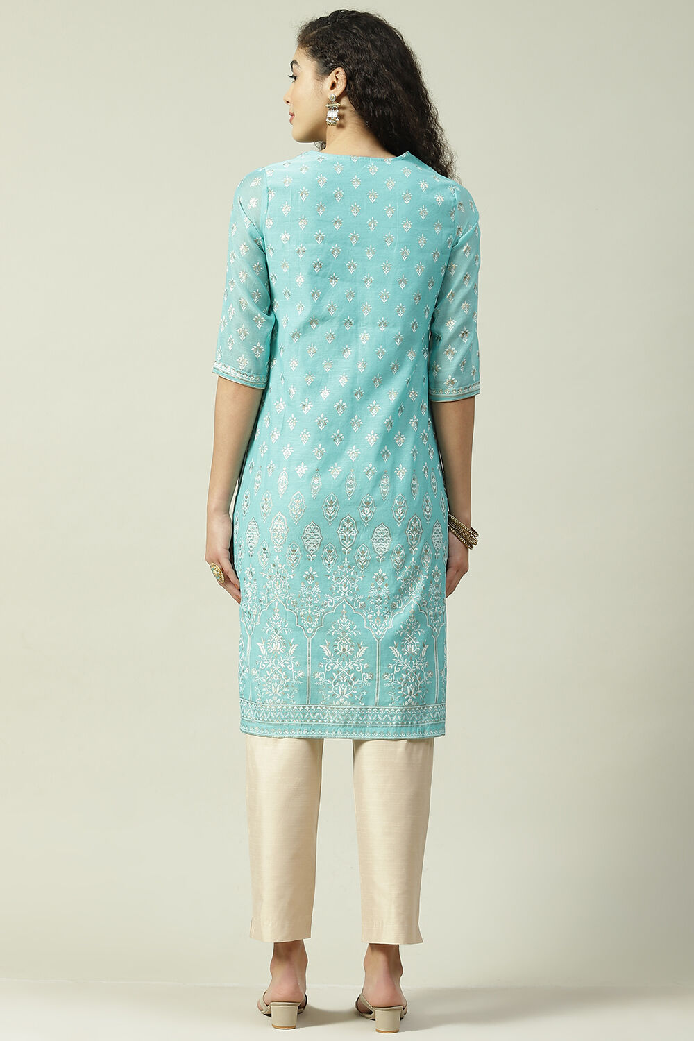 Yellow Art Silk Straight Kurta image number 4