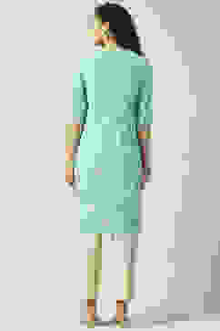 Turquoise Art Silk Straight Kurta image number 4