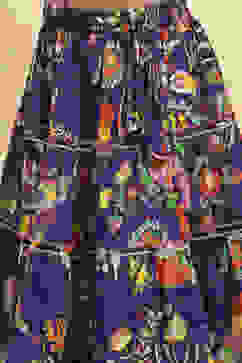 Purple Cotton Printed Tiered Lehenga Set image number 2