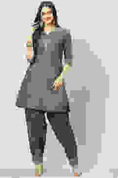 Grey Art Silk A-Line 2 Piece Set image number 5