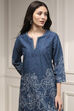 Teal Blue Cotton Printed Straight Suit Set image number 1