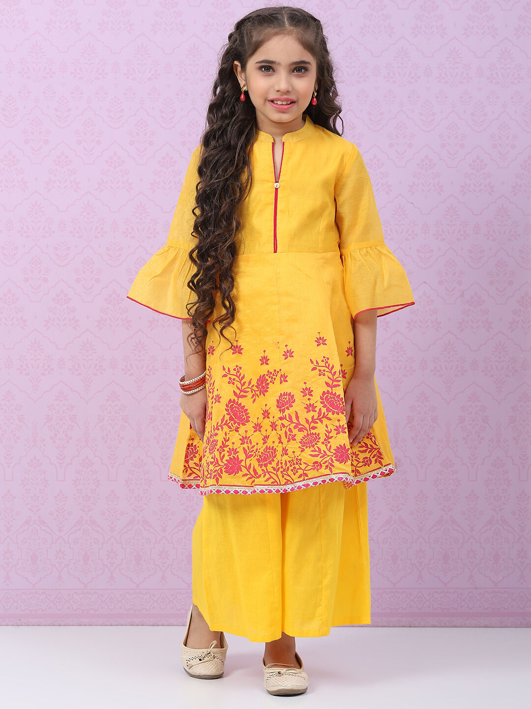 Blue Art Silk Flared Printed Top image number 0