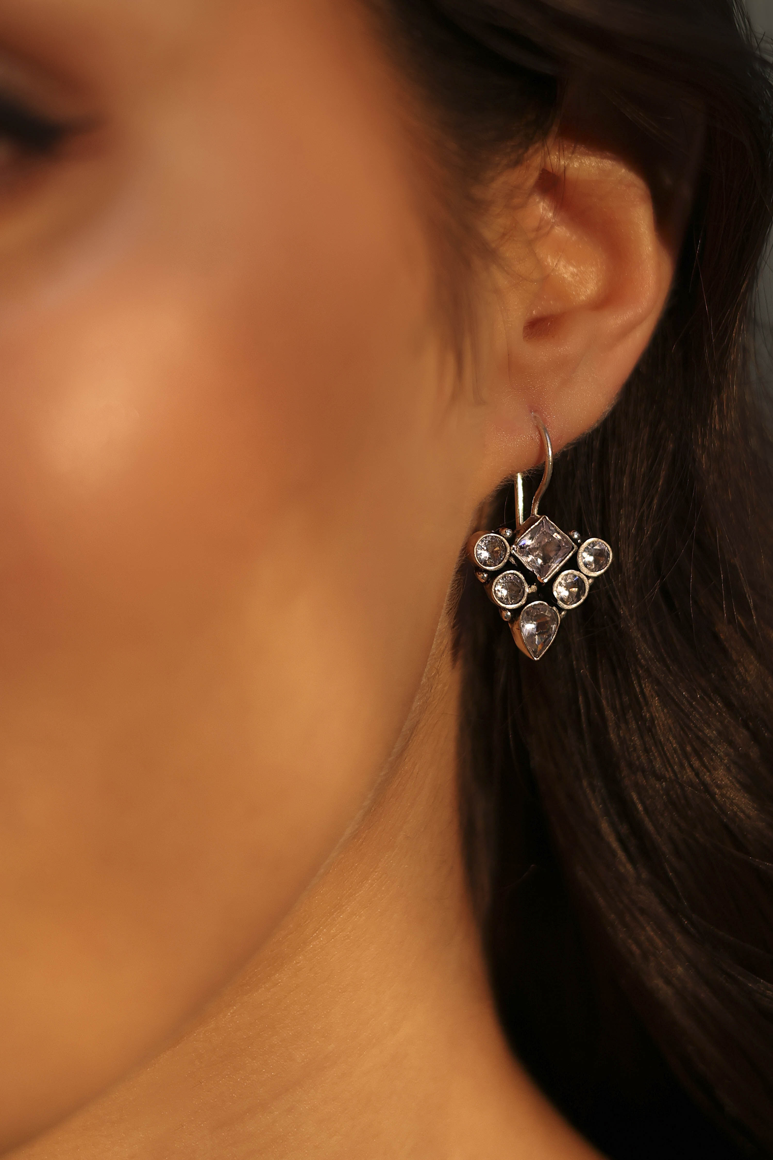 White Stone Earrings image number 1