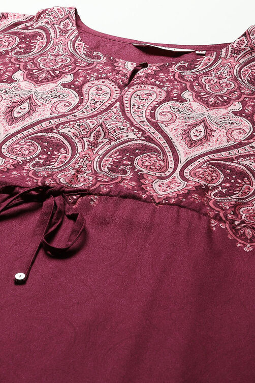 Olive Viscose Straight Printed Top image number 1