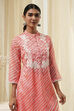 Coral Polyester Straight Kurta image number 1