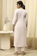 White/Pink Cotton Machine Embroidered Unstitched Suit Set image number 5