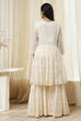 Off-White Cotton Metallic Flared Suit Set image number 4