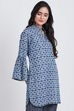 Denim Blue Cotton Straight Printed Kurta image number 3