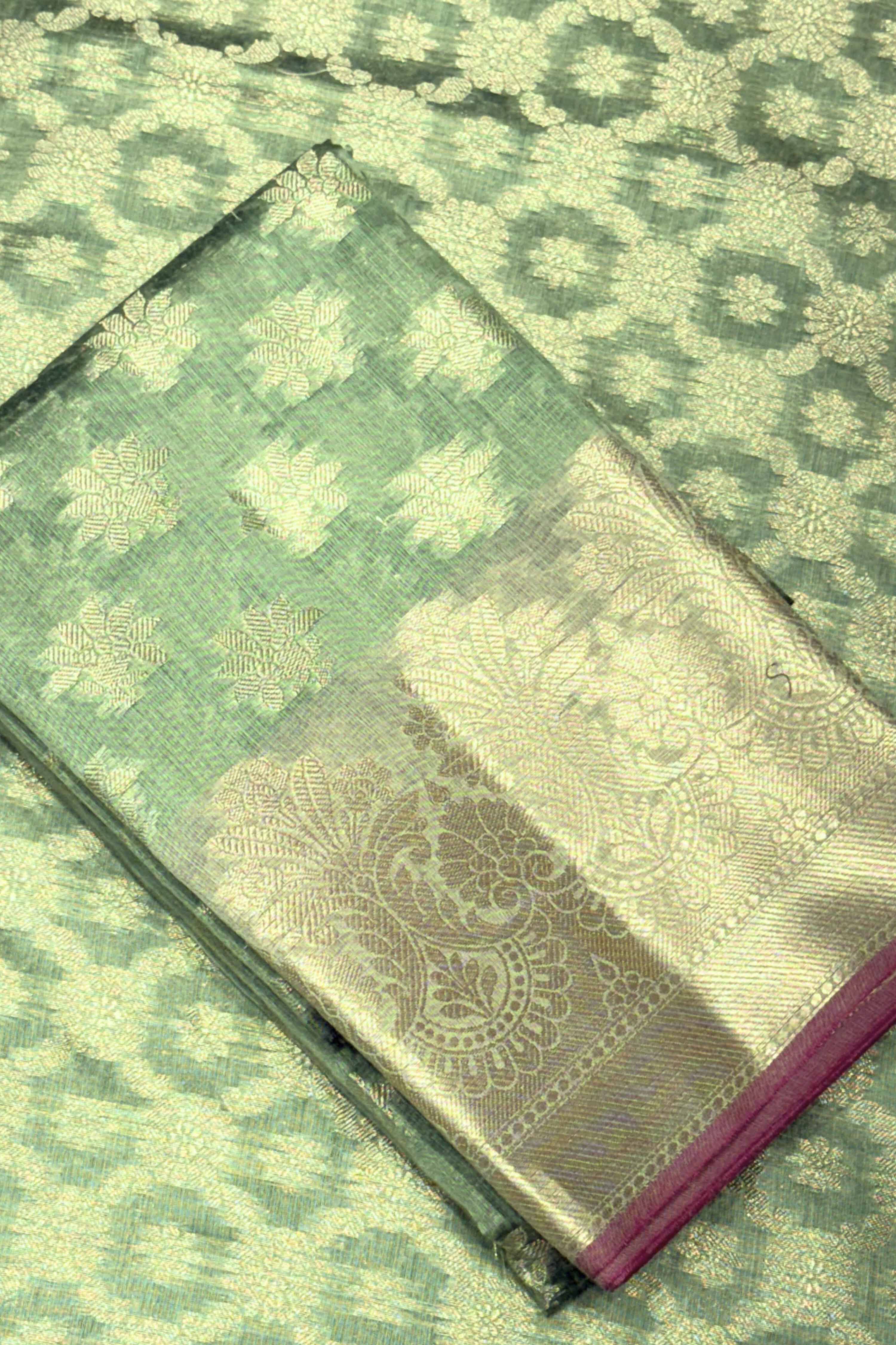Purple Chanderi Banarsi Weave Unstitched Suit Set image number 1