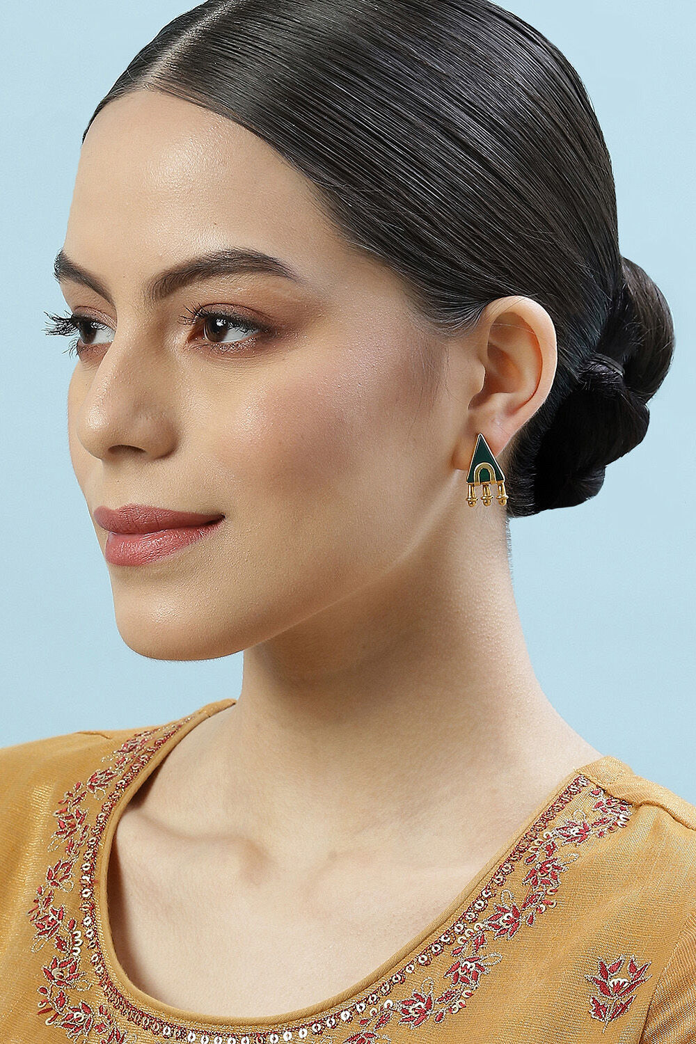 Green Brass Earrings image number 3