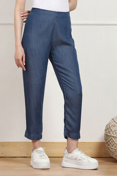 Light Blue Tencel Yarndyed Narrow Pant image number 3