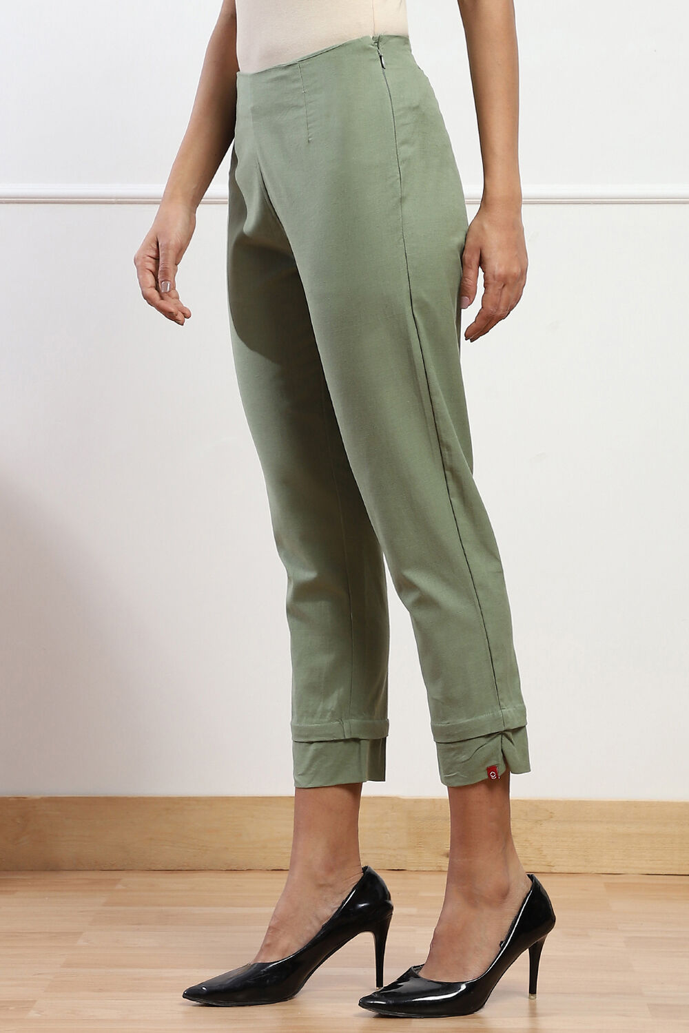 Green Bay Cotton Blend Solid Pants image number 2