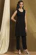 Black Polyester Straight Kurta Pants Set image number 7