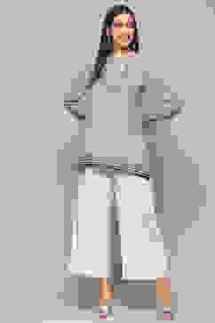 Indigo Polyester Straight Kurti image number 0