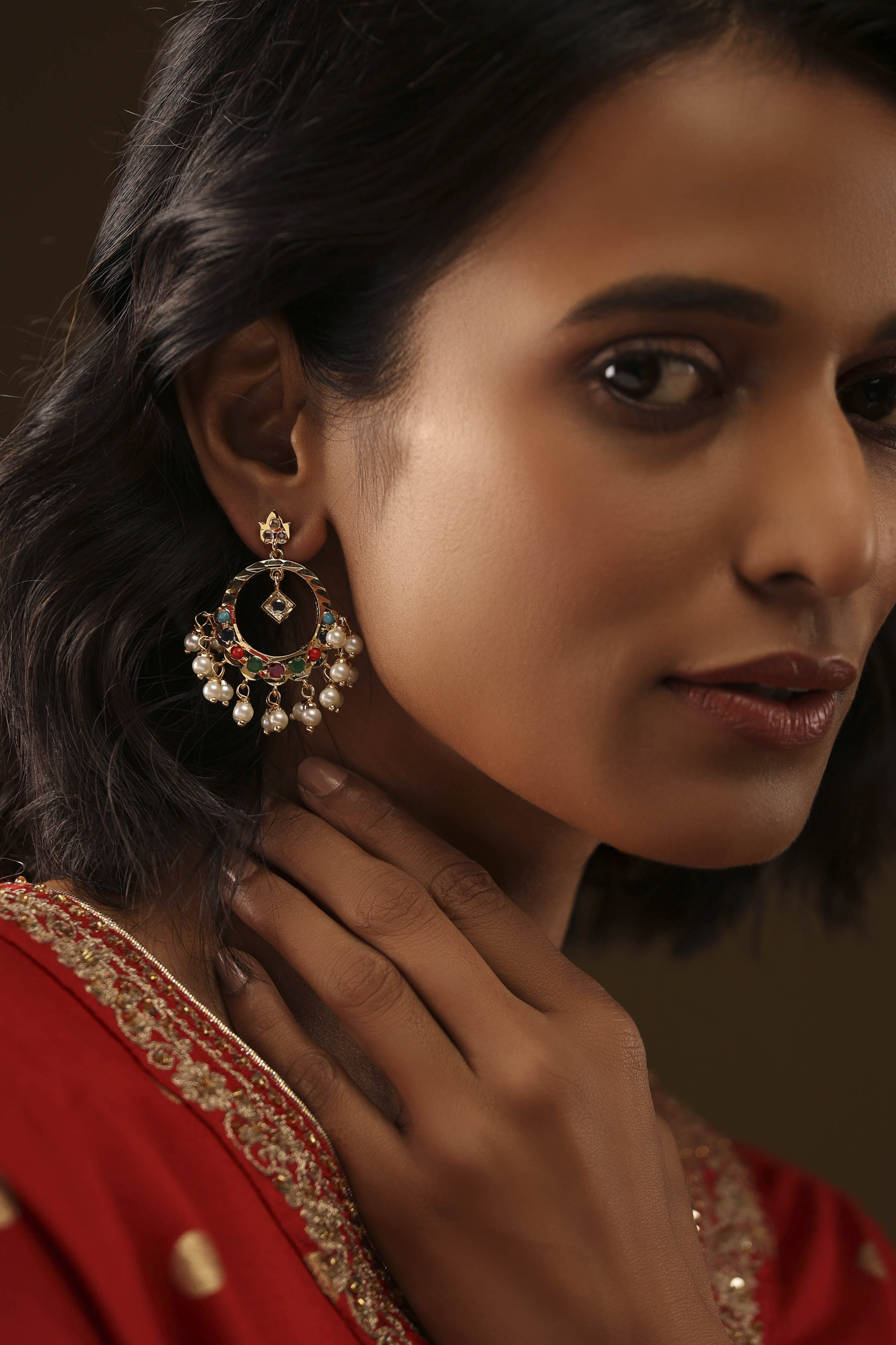 Multicolor Brass Chaandbali image number 3