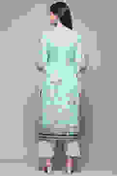 Blue Cotton Blend Floral Digital Print Unstitched Suit Set image number 6