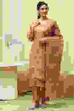 Maroon Linen Printed Embroidered Unstitched Suit Set image number 1