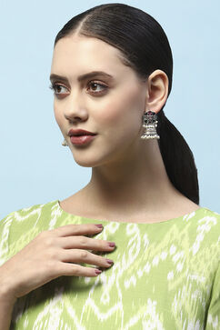 Multi-coloured Oxidised Navratan Jhumkas image number 1