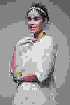 Cream Nylon Anarkali Suit Set image number 4